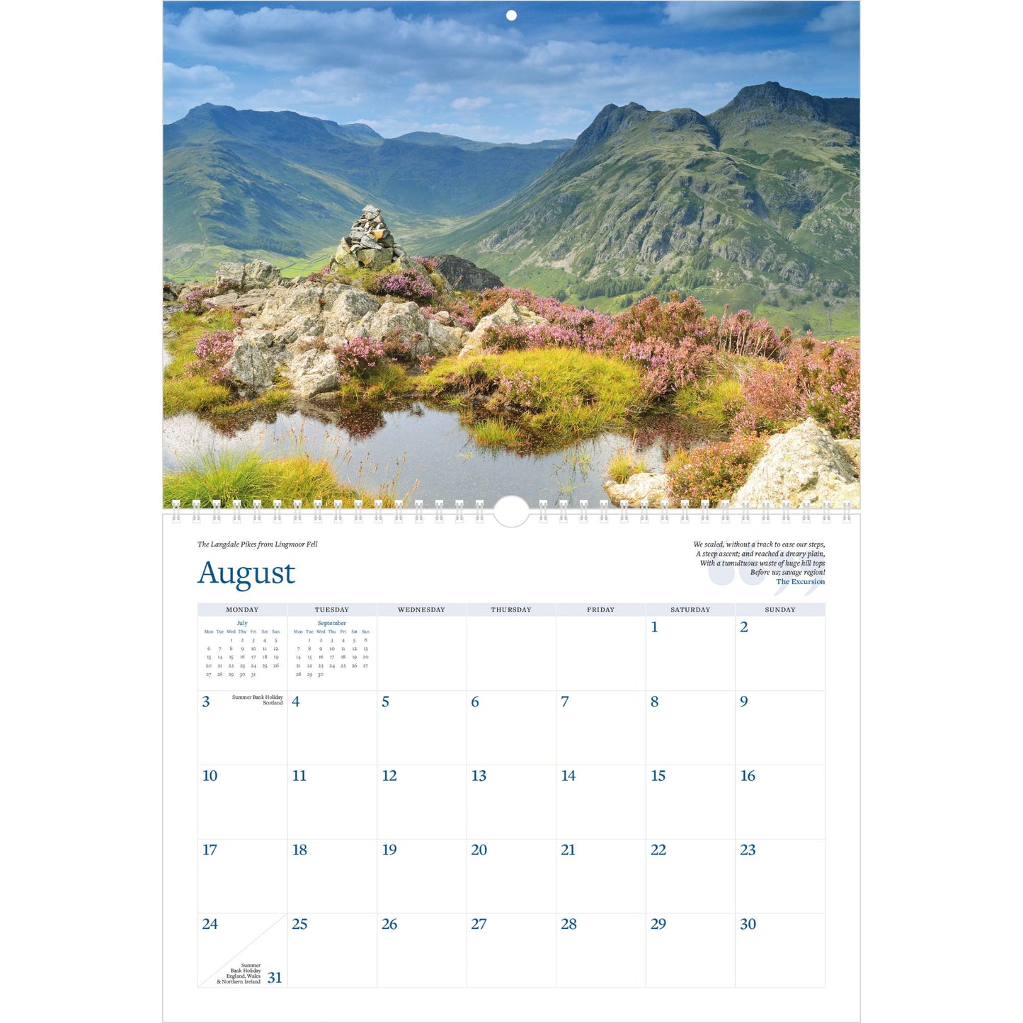 2026 Wordsworth's Lake District Calendar – August