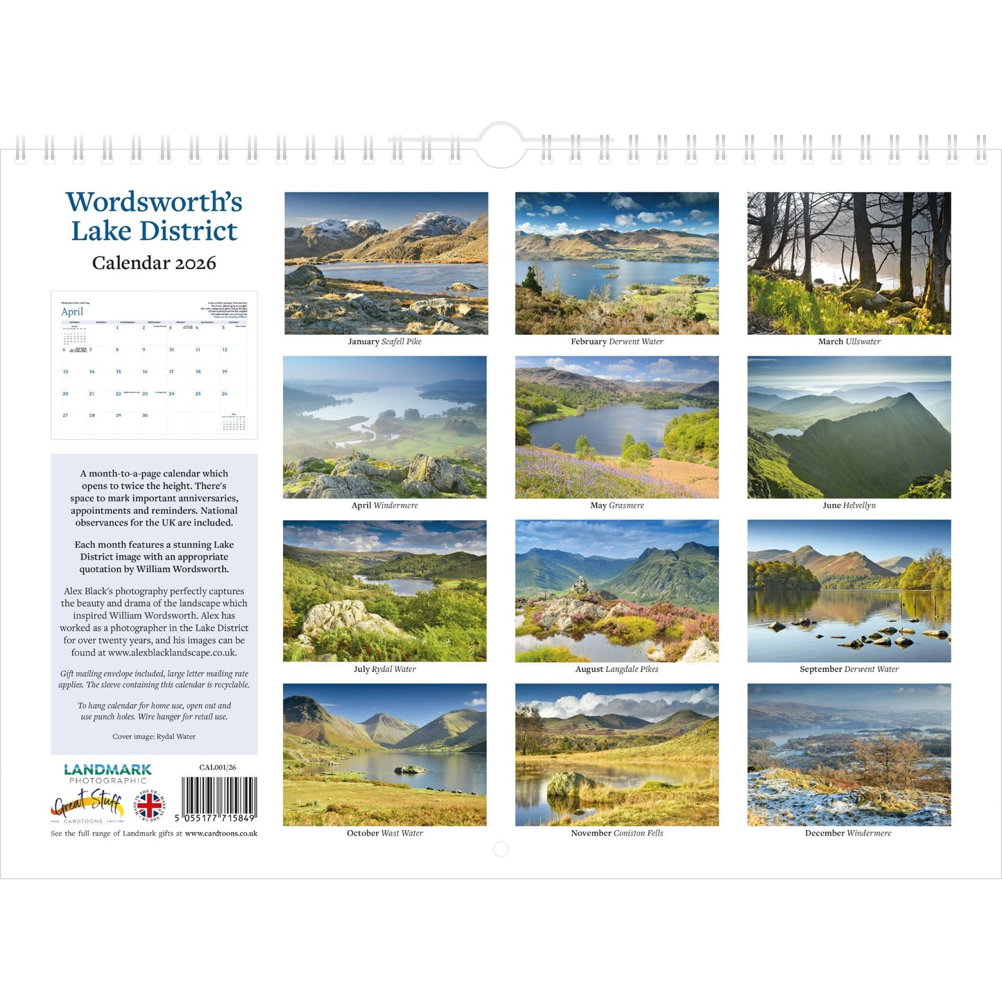 2026 Wordsworth's Lake District Calendar – Back Cover