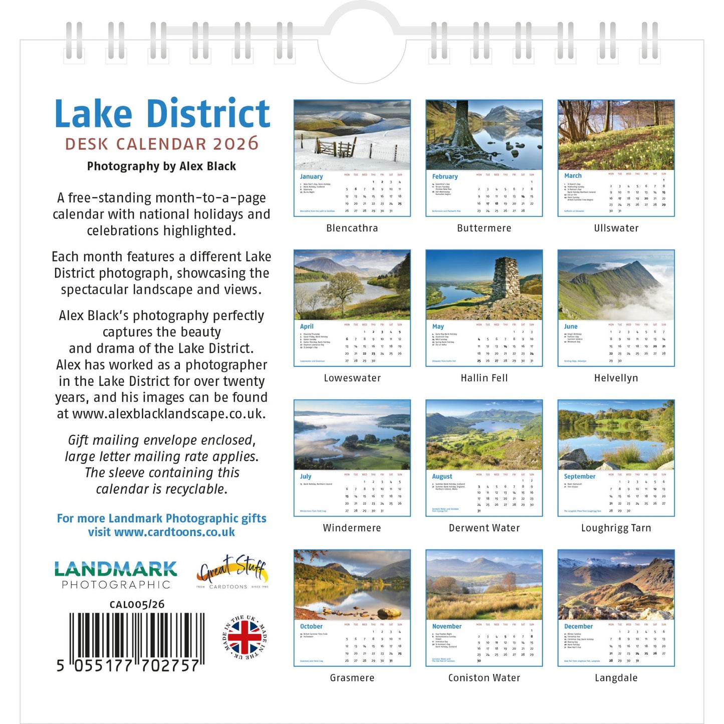 2026 Lake District Desk Calendar – Back Cover