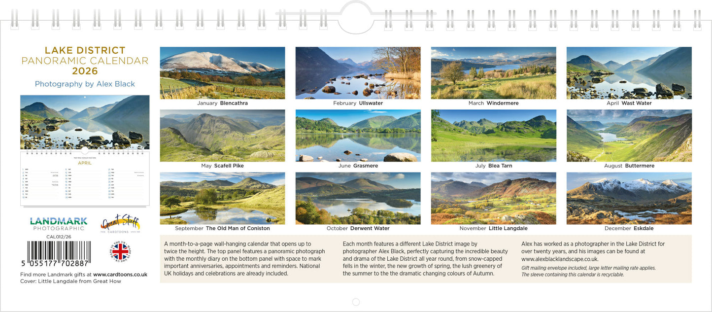 2026 Lake District Panoramic Calendar – Back Cover