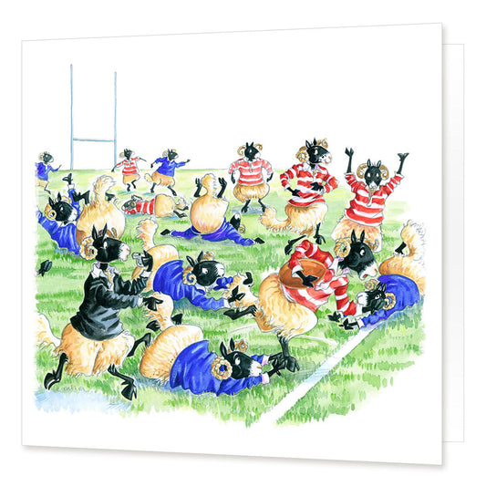 Country Comicals "Rugby Rams" Greetings Card