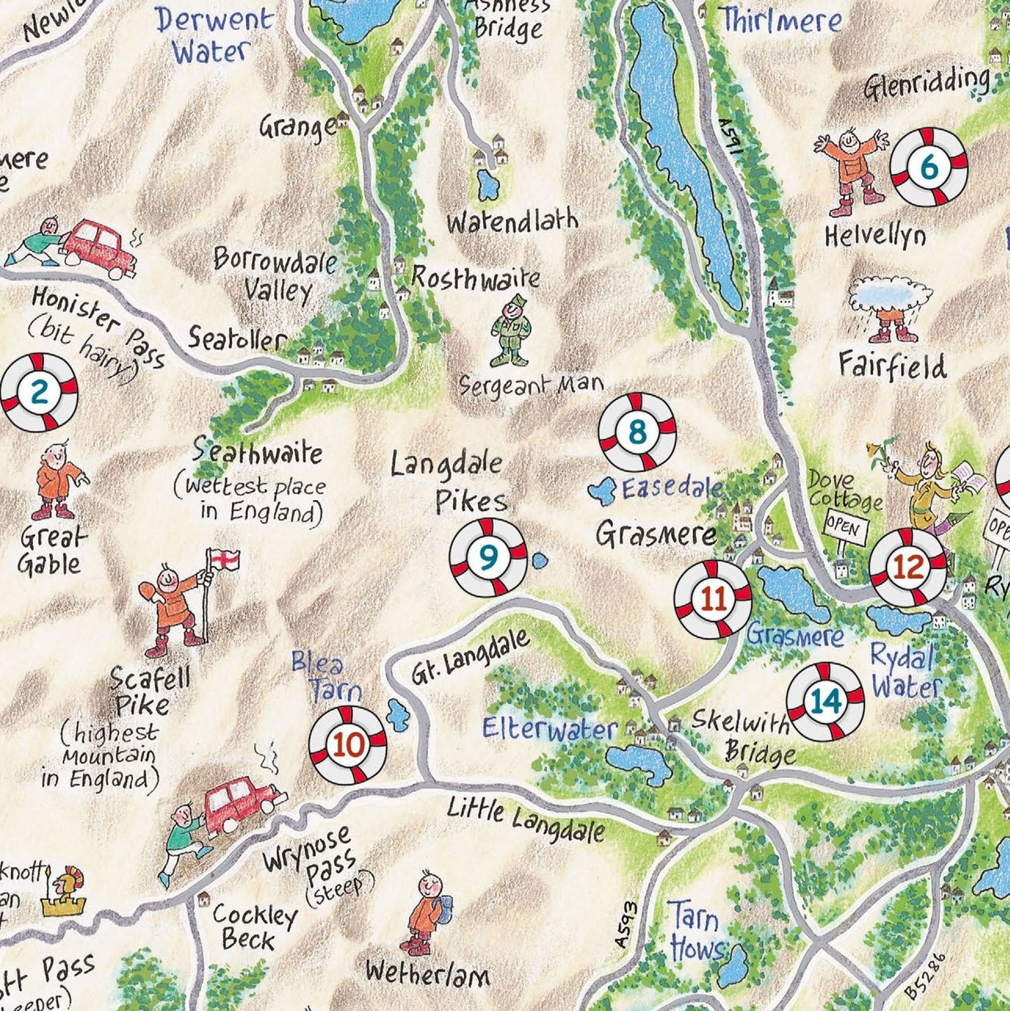 Lake District Wild Swimmer's Lap Map excerpt