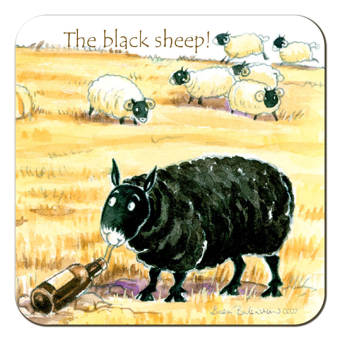 Country Comicals "The Black Sheep" Coaster by Linda Birkinshaw