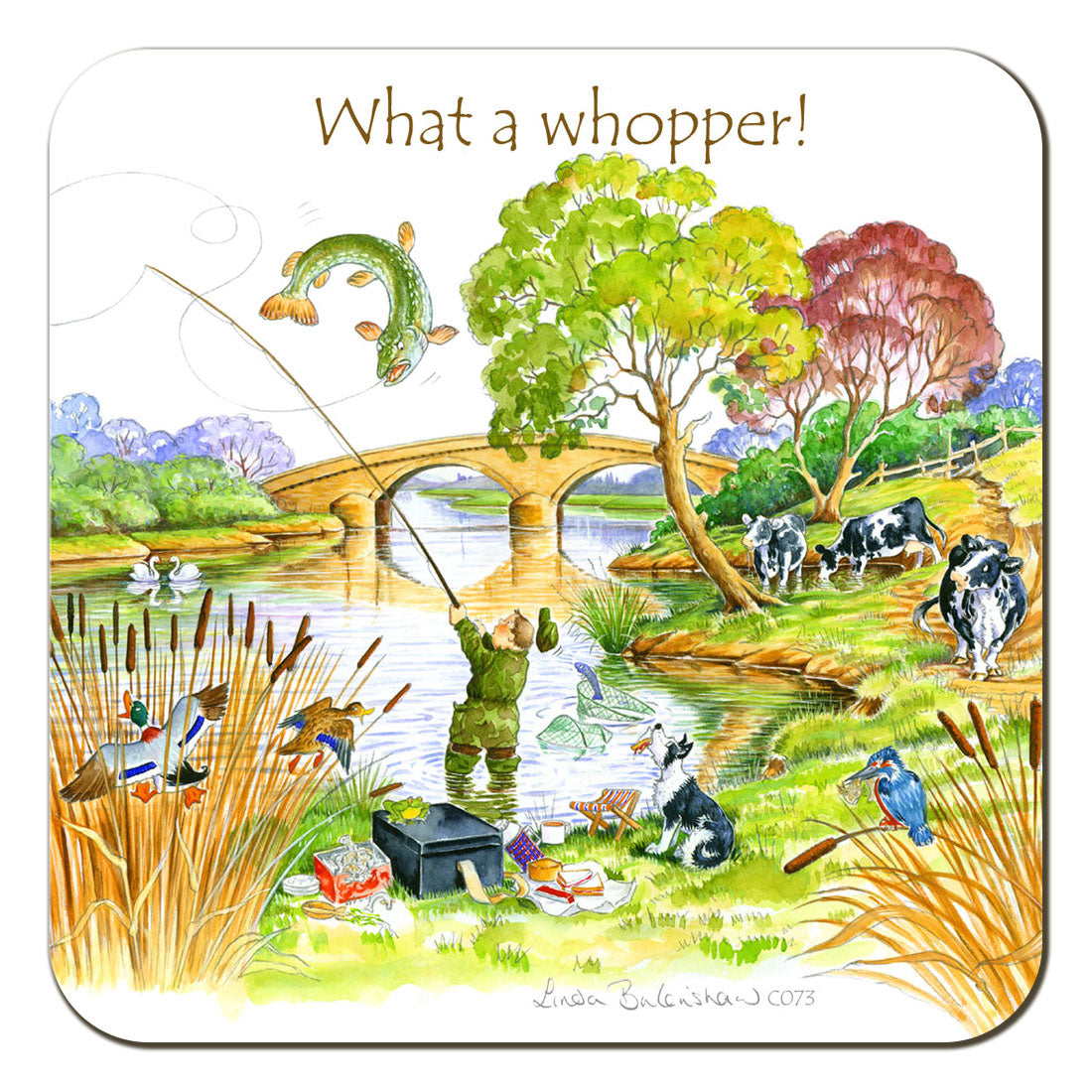 Country Comicals "What A Whopper" Coaster by Linda Birkinshaw
