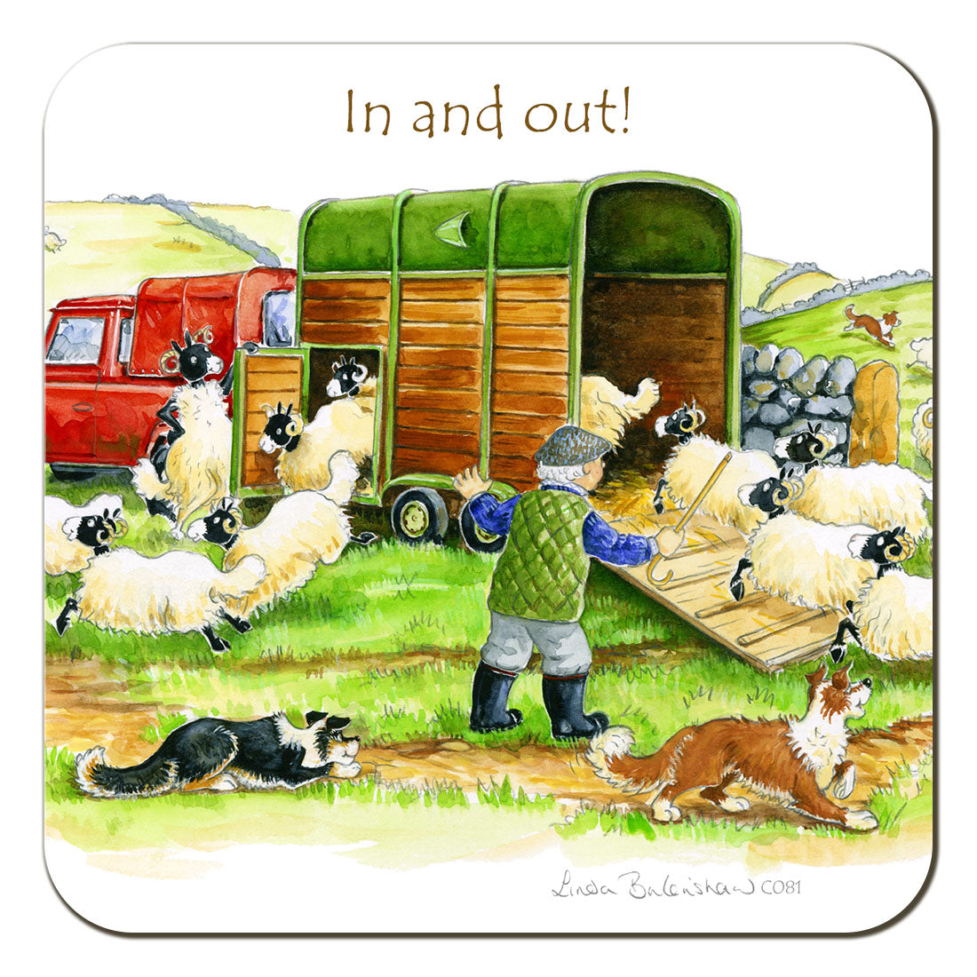 Country Comicals "In And Out" Coaster by Linda Birkinshaw