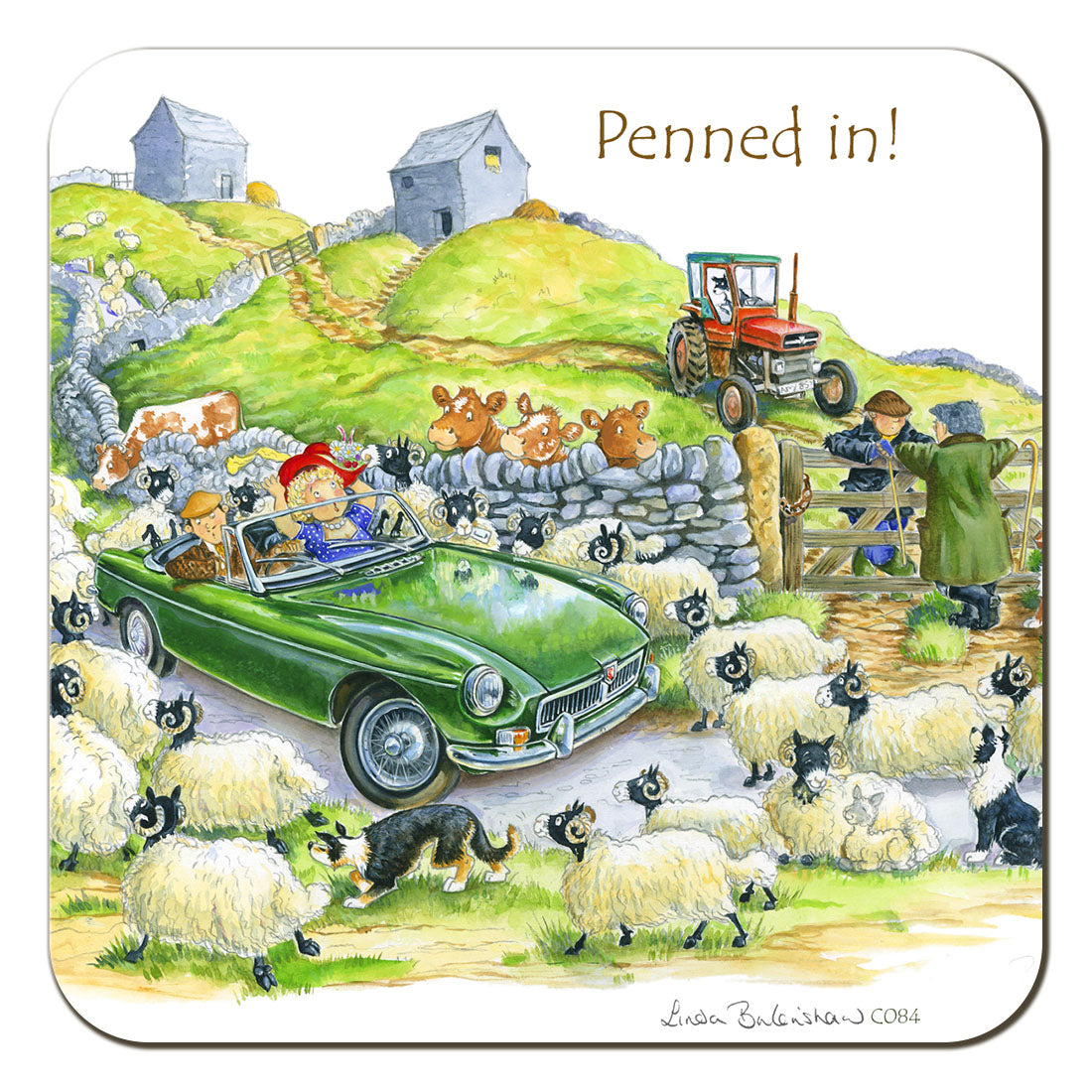 Country Comicals "Penned In" Coaster by Linda Birkinshaw