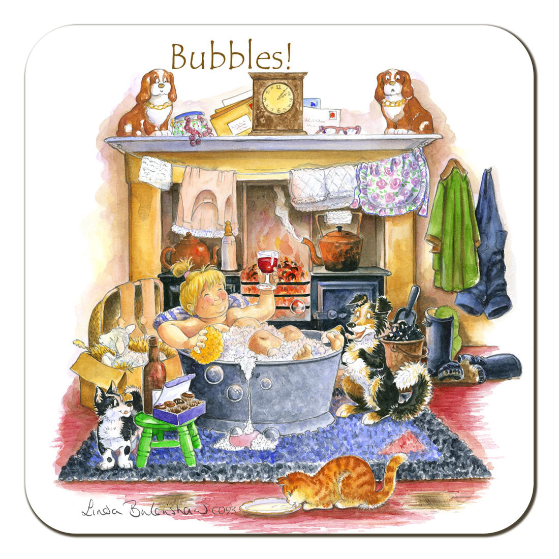 Country Comicals "Bubbles" Coaster by Linda Birkinshaw