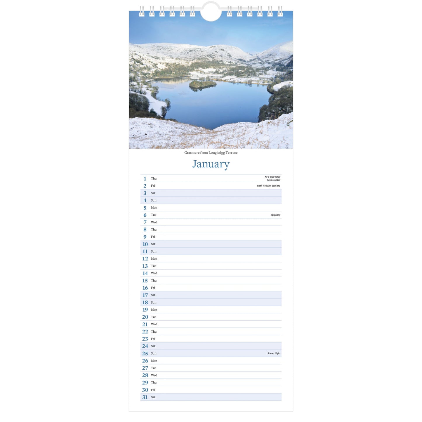 2026 Lake District Slimline Calendar – January