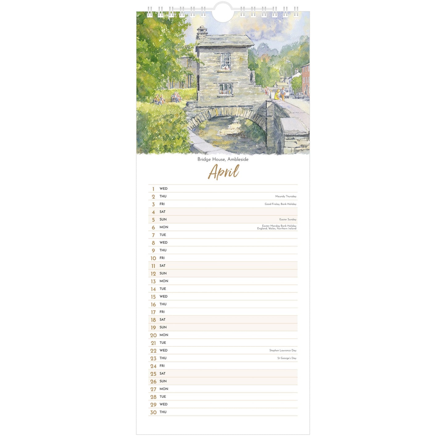 2026 Lake District Watercolours Calendar – April