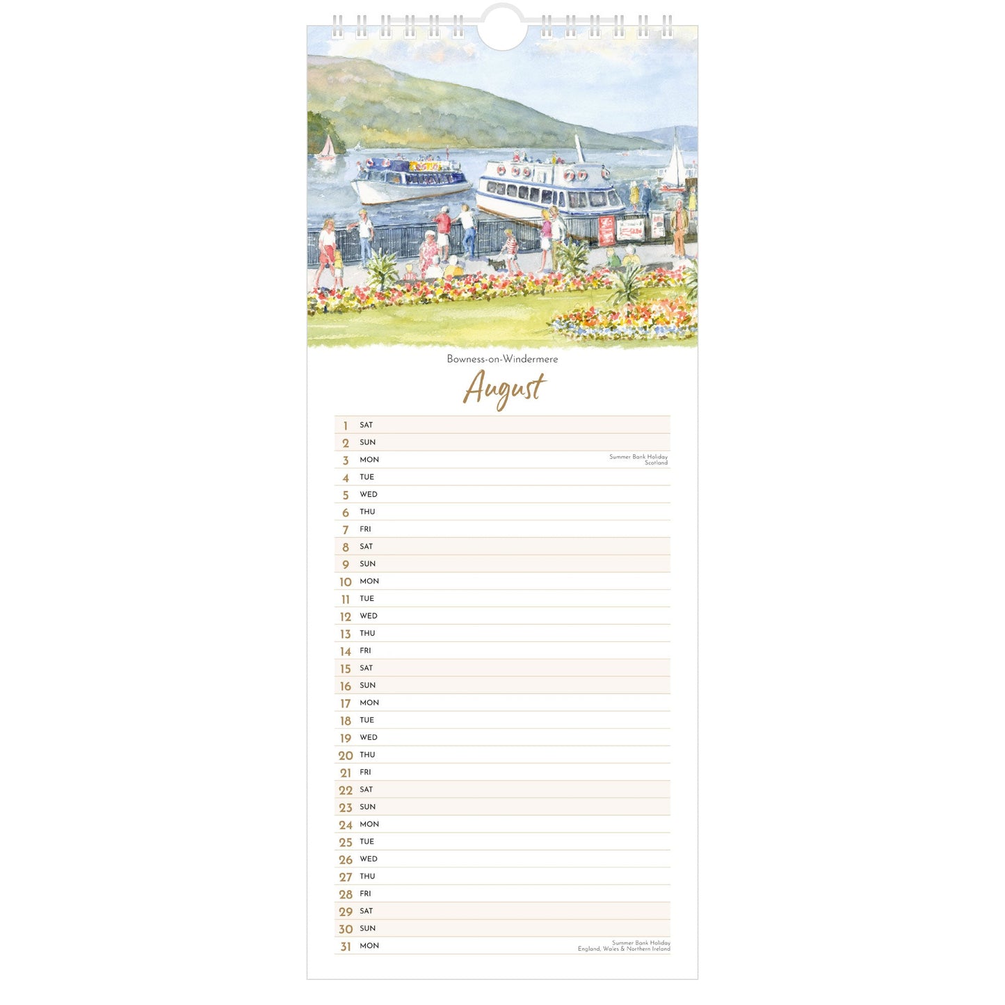 2026 Lake District Watercolours Calendar – August