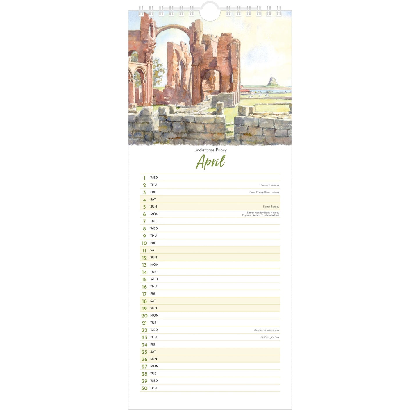 2026 Northumbria Watercolours Calendar – April
