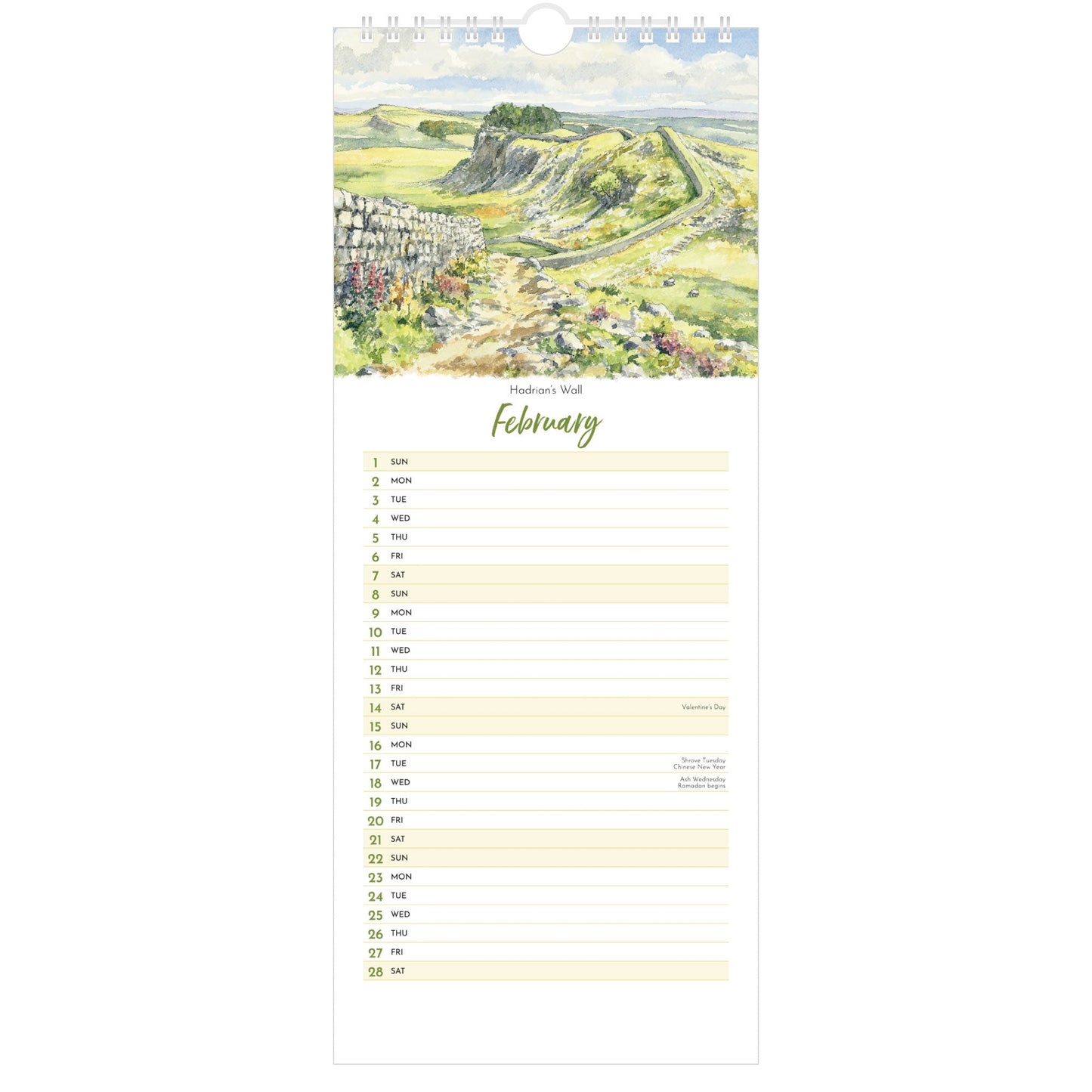 2026 Northumbria Watercolours Calendar – February