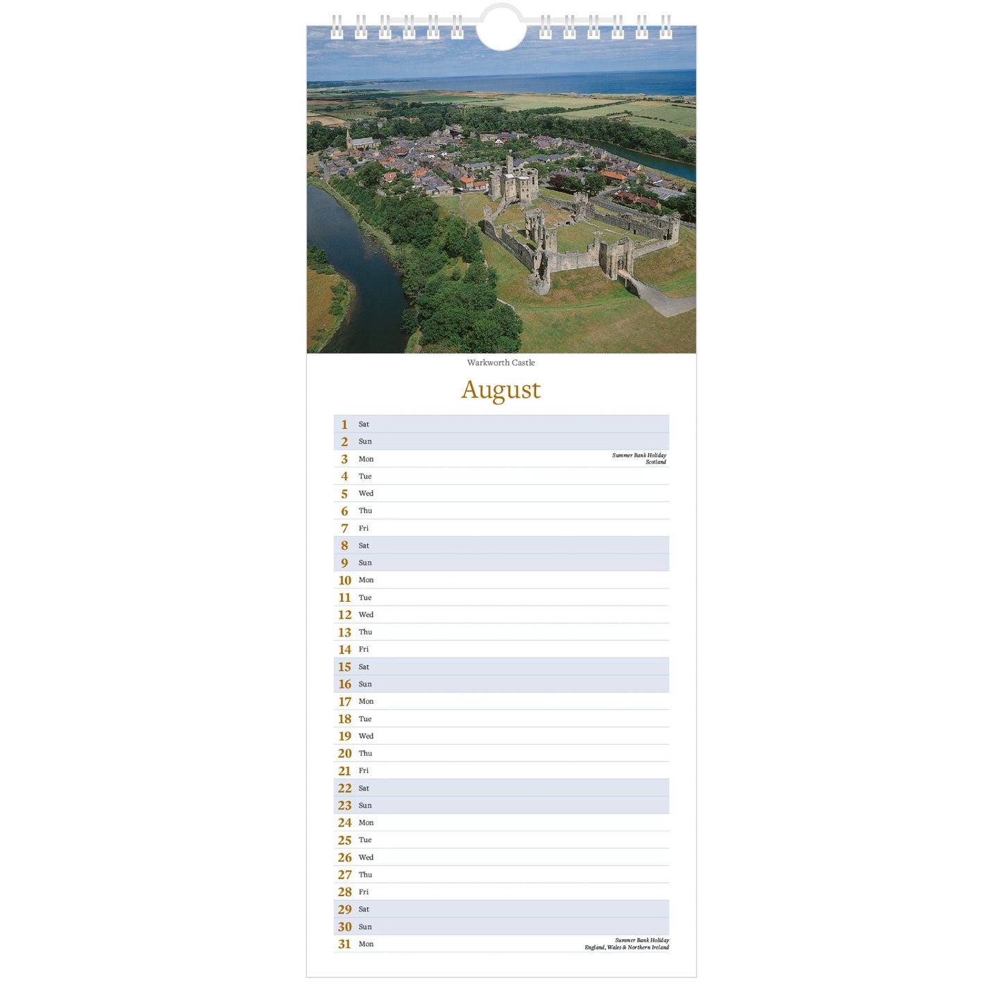 2026 Northumberland Slimline Calendar – August