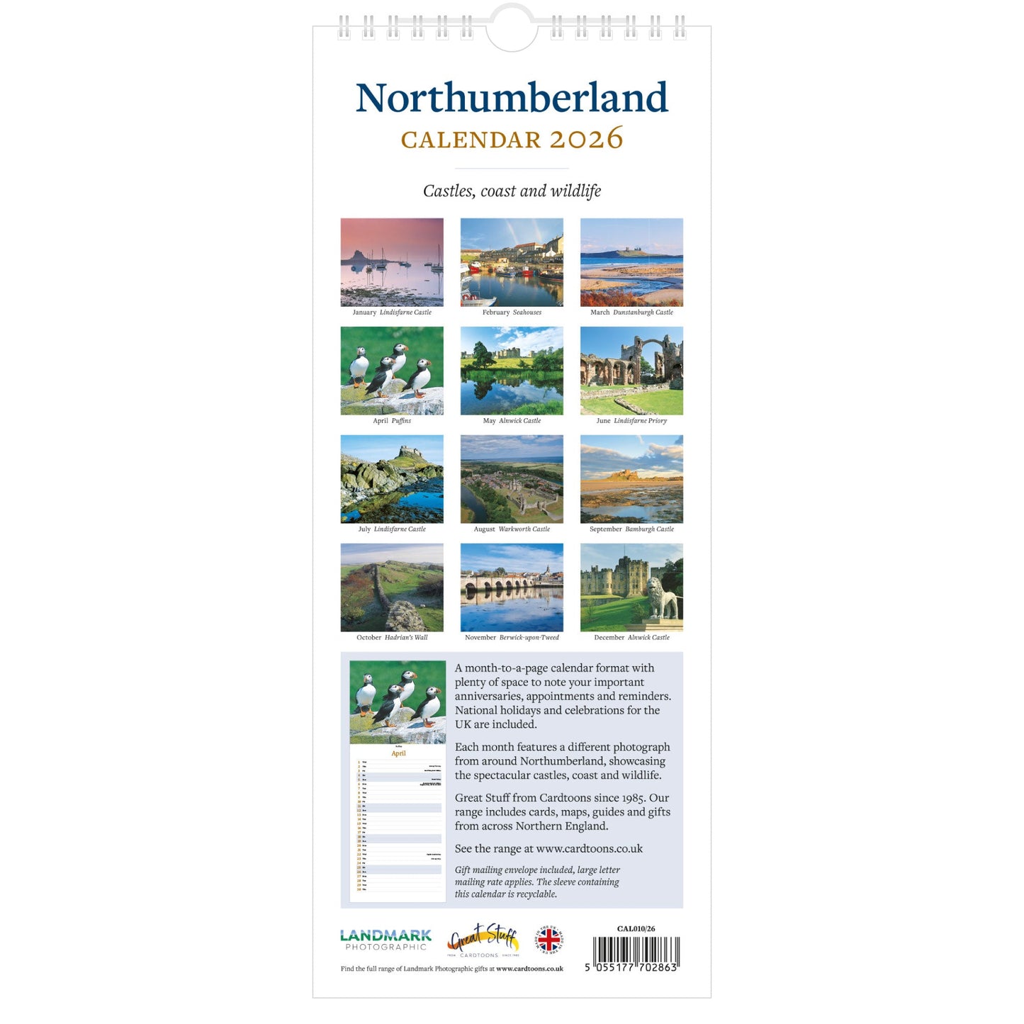 2026 Northumberland Slimline Calendar – Back Cover