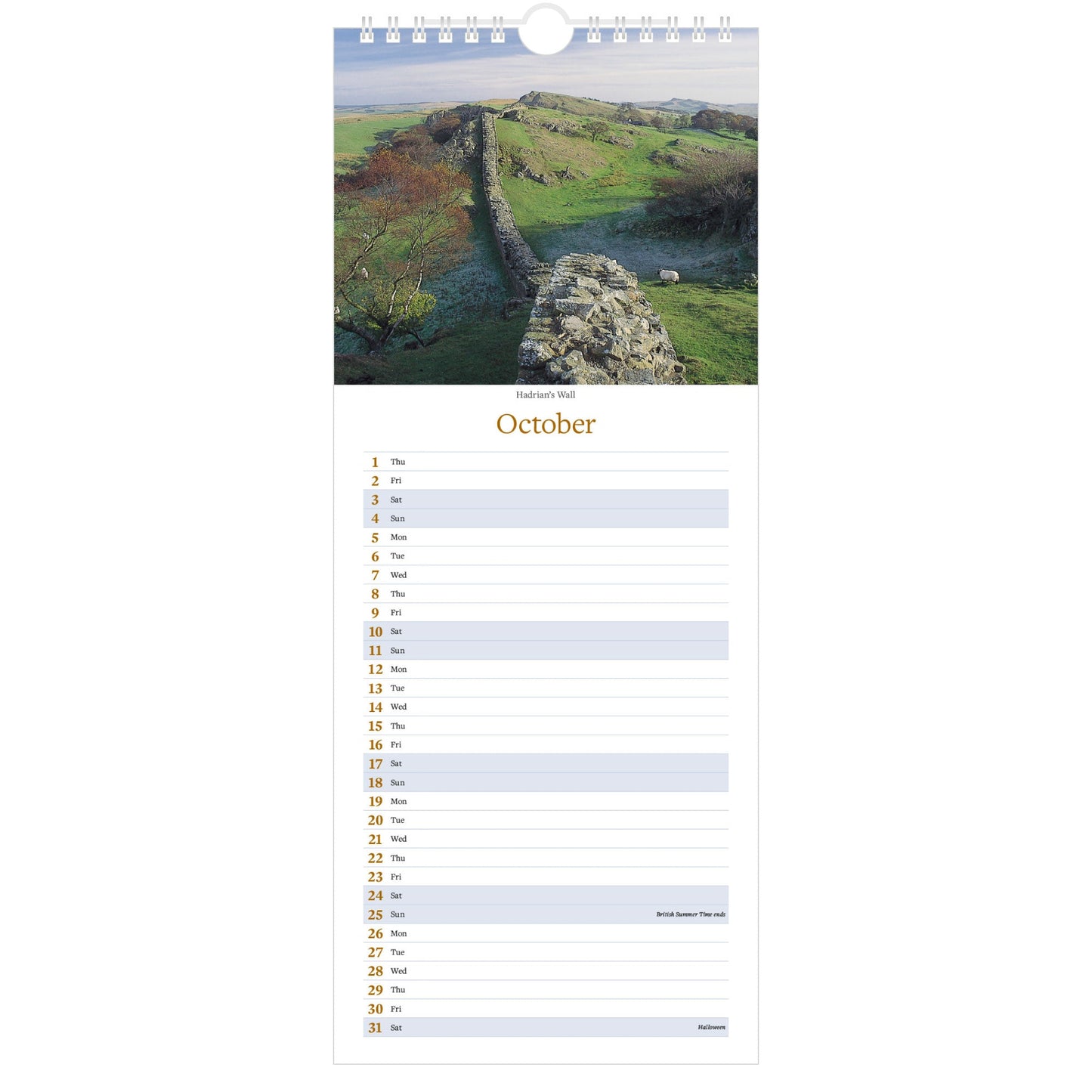 2026 Northumberland Slimline Calendar – October