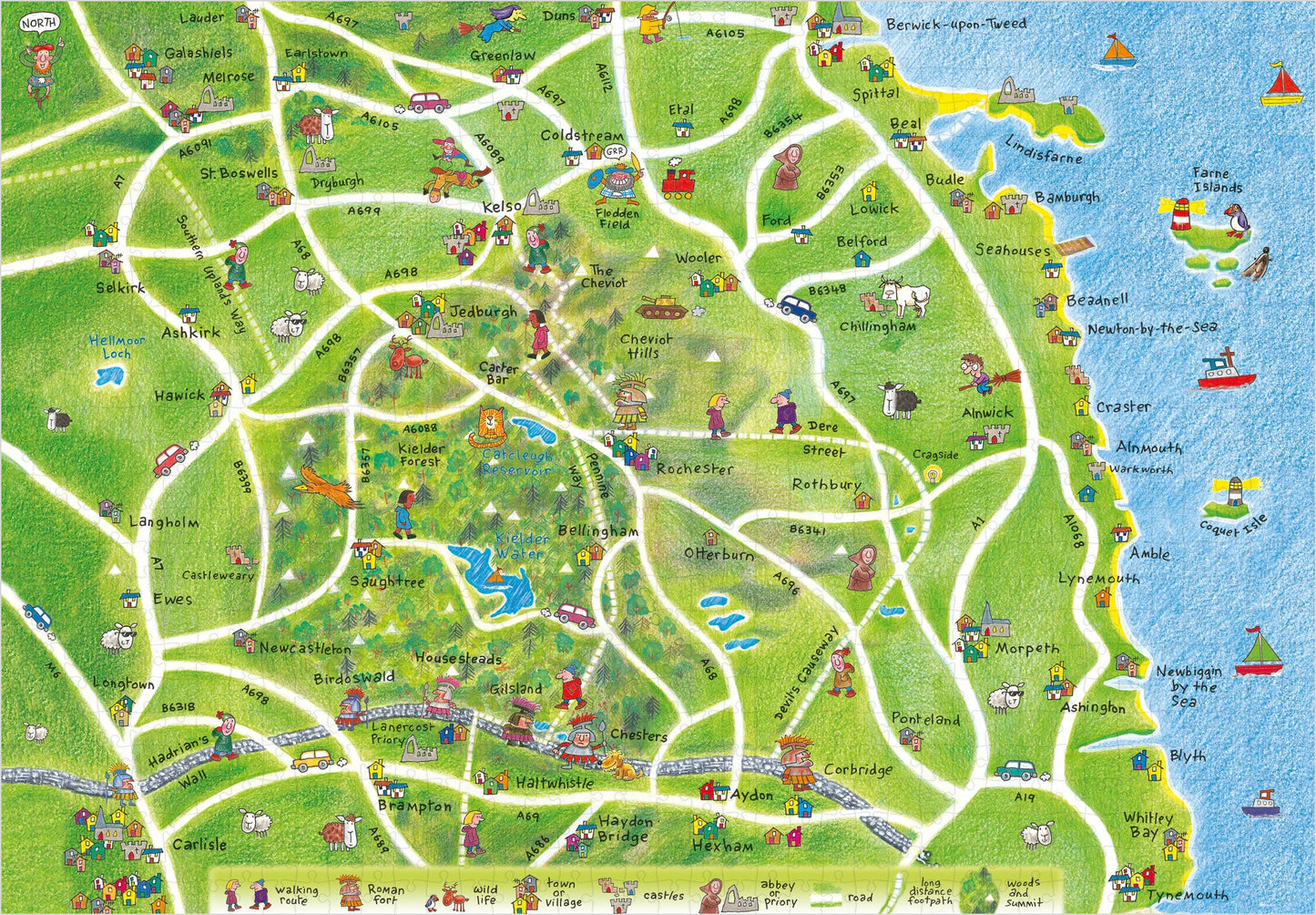 Northumberland and Borders Lap Map Jigsaw Puzzle - jigsaw