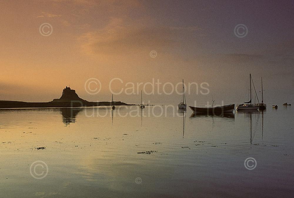 Lindisfarne Harbour at dawn postcard | Great Stuff from Cardtoons