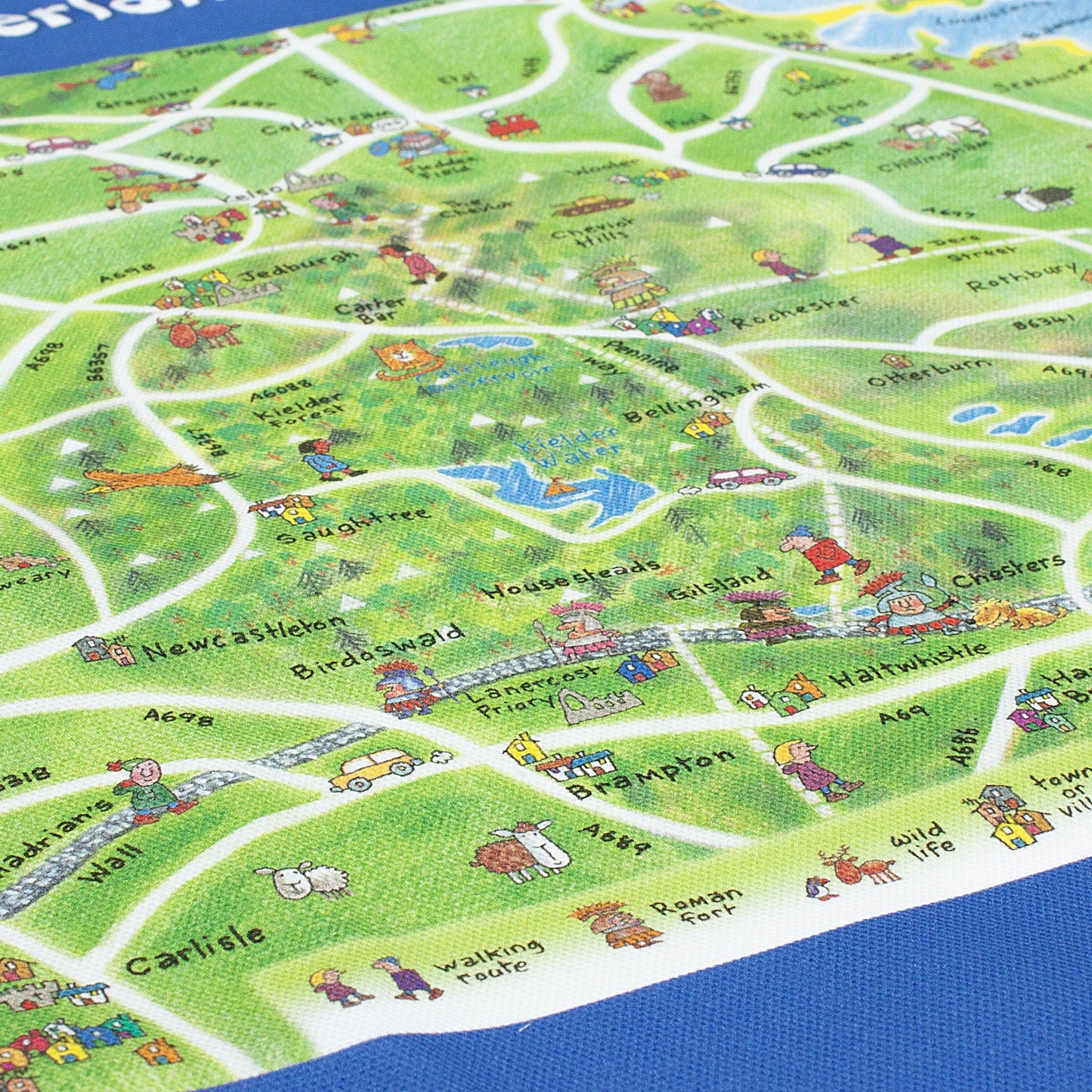 Northumberland Lap Map Cotton Tote Bag closeup