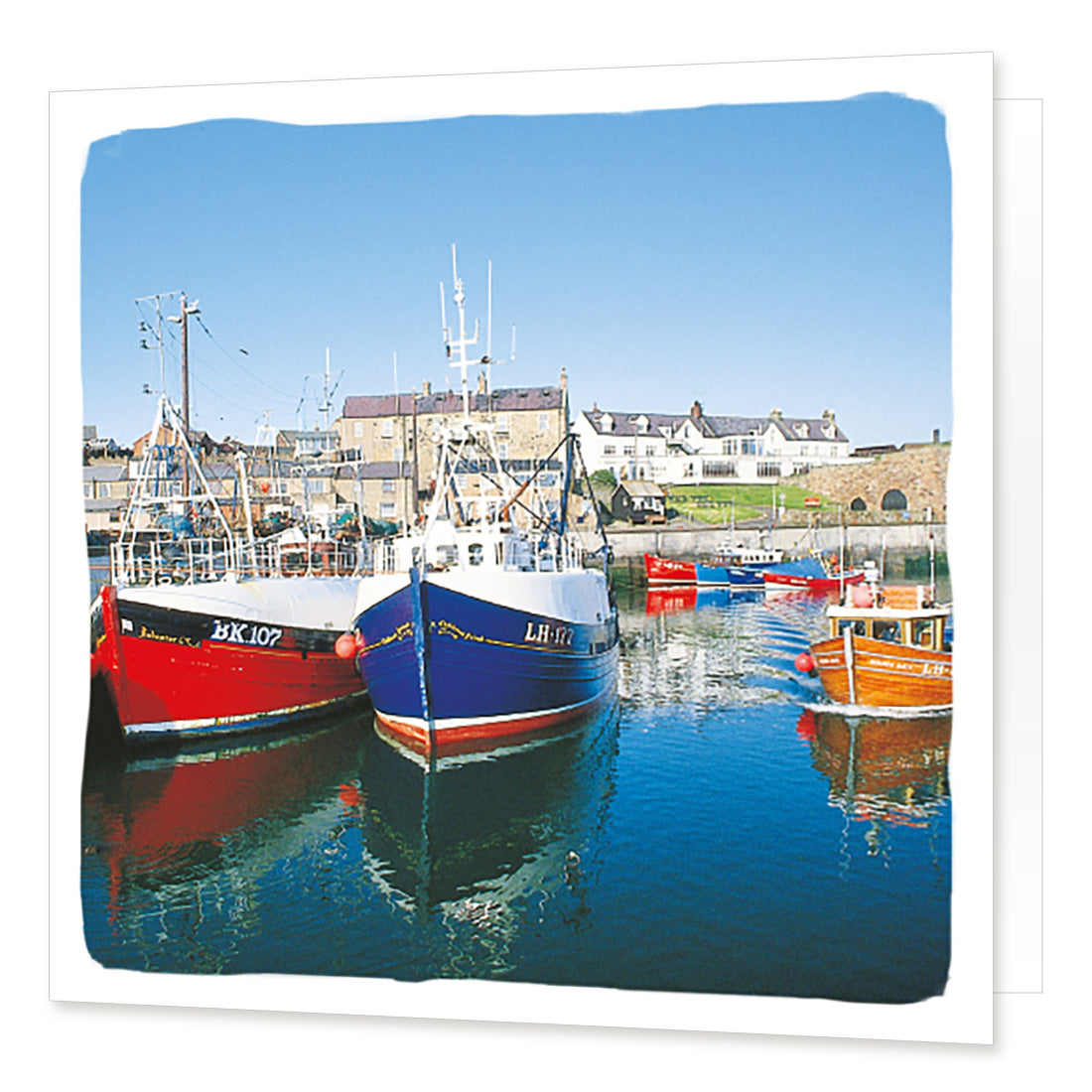 Seahouses Harbour Greetings Card