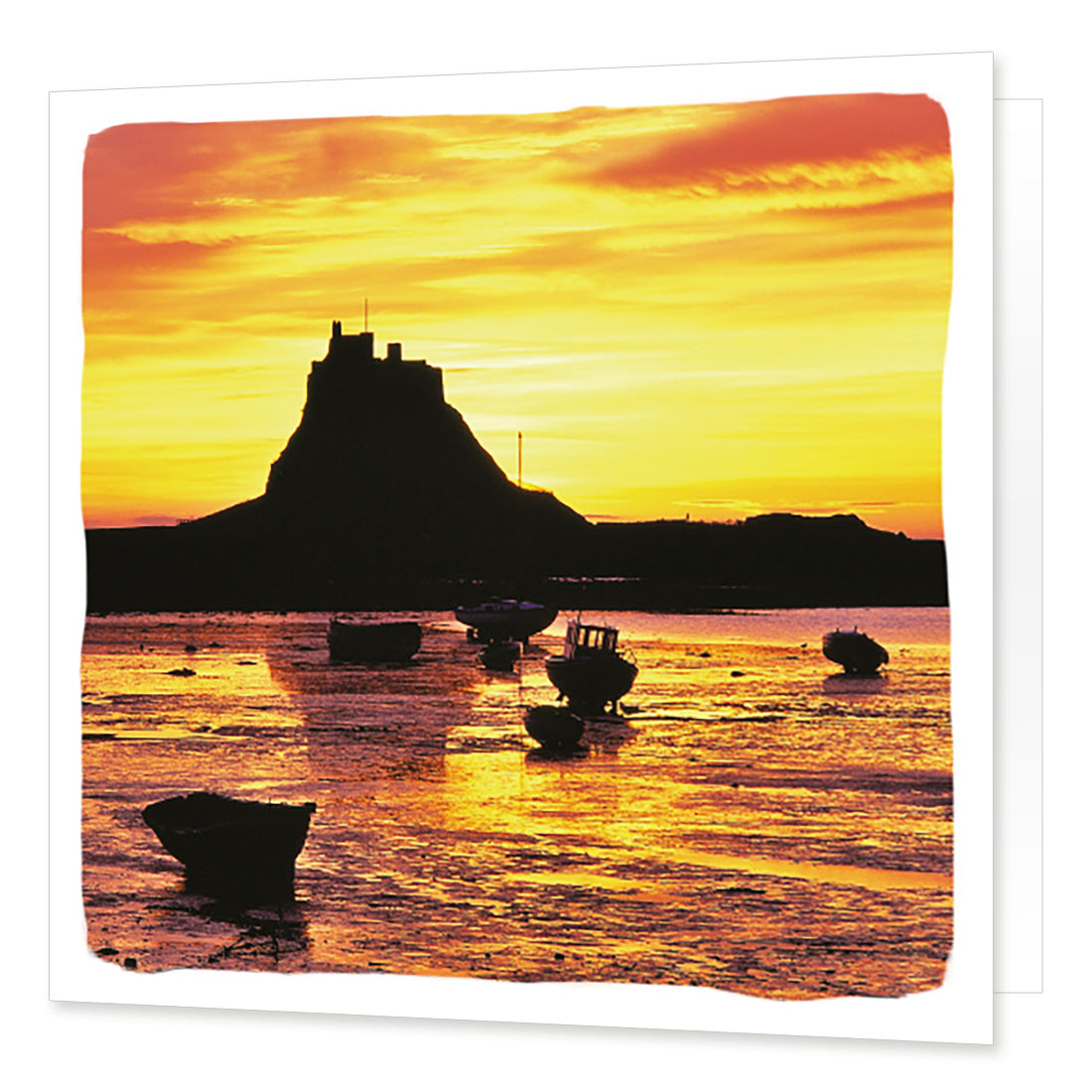 Sunset over Holy Island Greetings Card