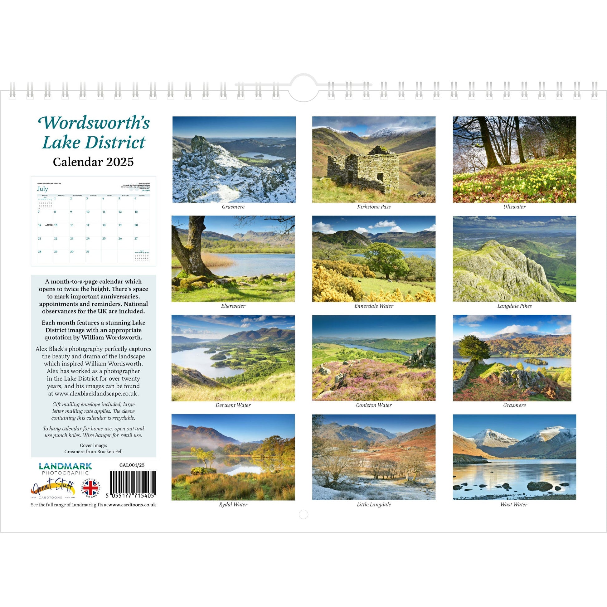 2025 Wordsworth's Lake District Calendar ,  Back Cover