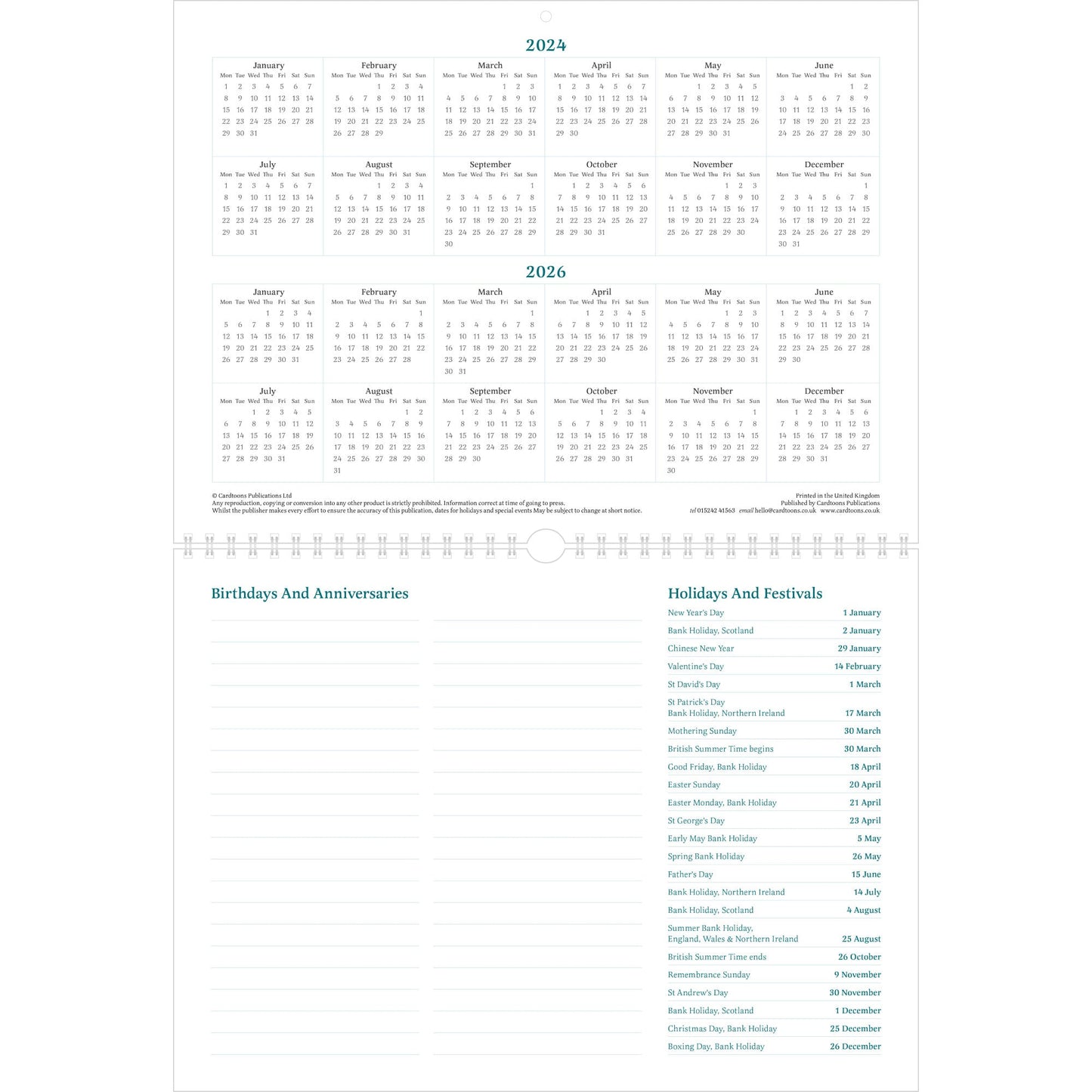 2025 Wordsworth's Lake District Calendar ,  Extras