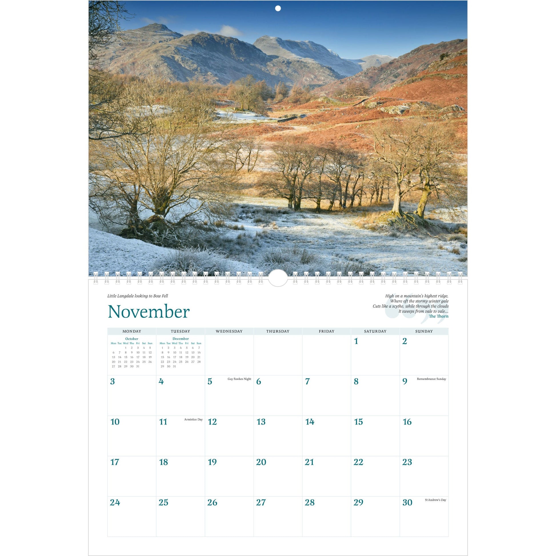 2025 Wordsworth's Lake District Calendar ,  November