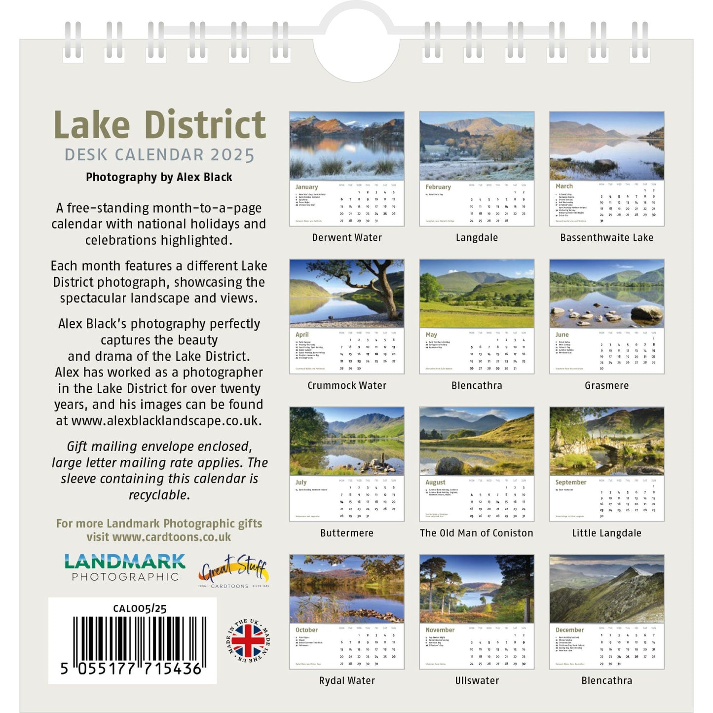 2025 Lake District Desk Calendar ,  Back Cover