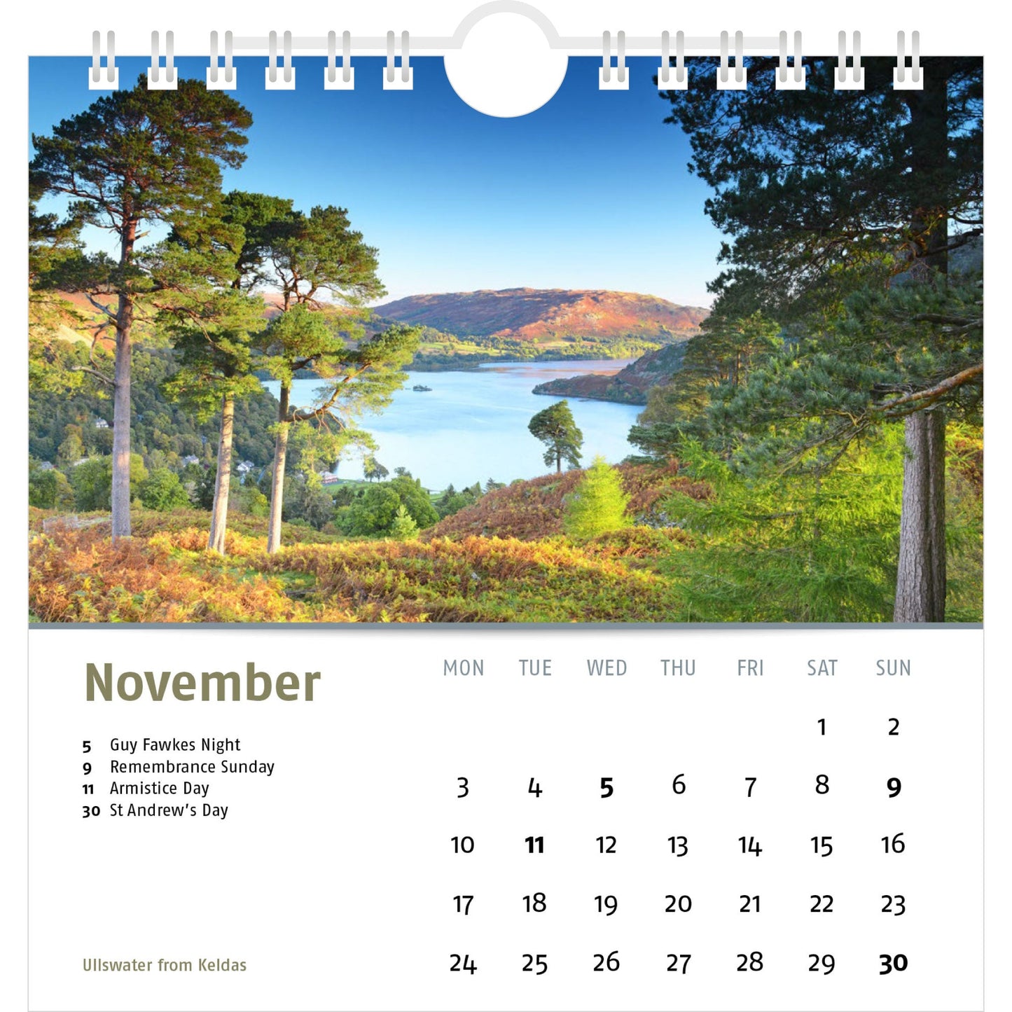 2025 Lake District Desk Calendar ,  November