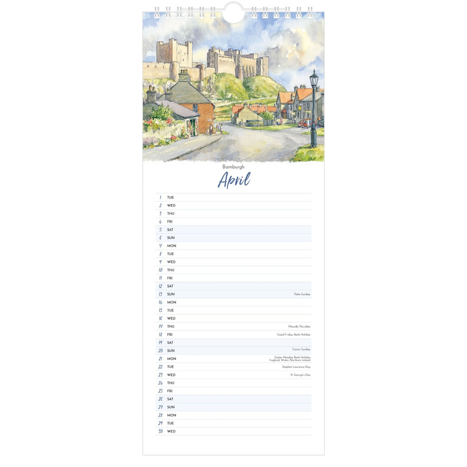 2025 Northumbria Watercolours Calendar ,  April