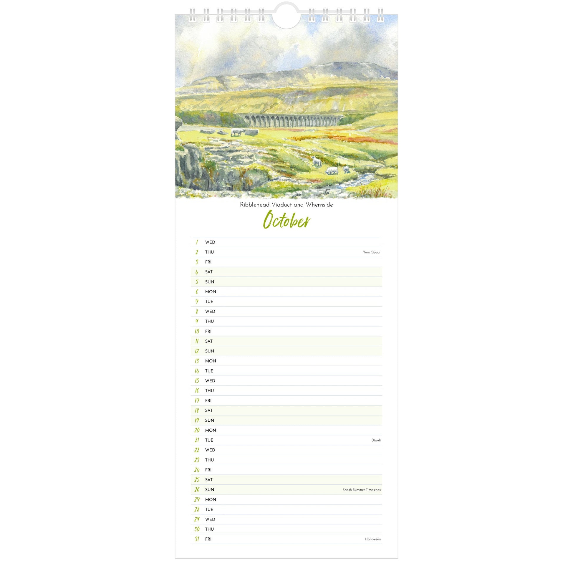 2025 Yorkshire Watercolours Calendar ,  October