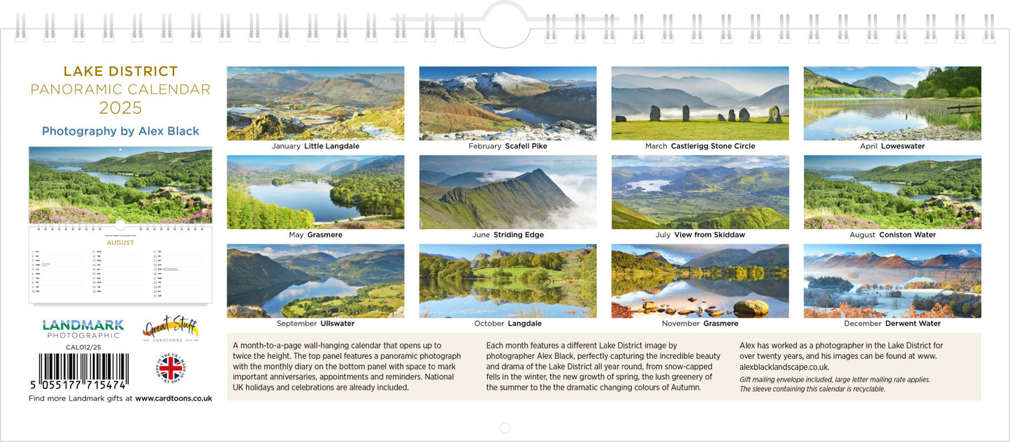 2025 Lake District Panoramic Calendar ,  Back Cover