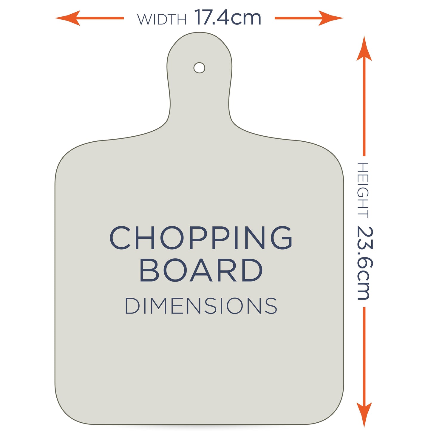 Chopping Board dimensions: 17.4cm wide by 23.6cm high