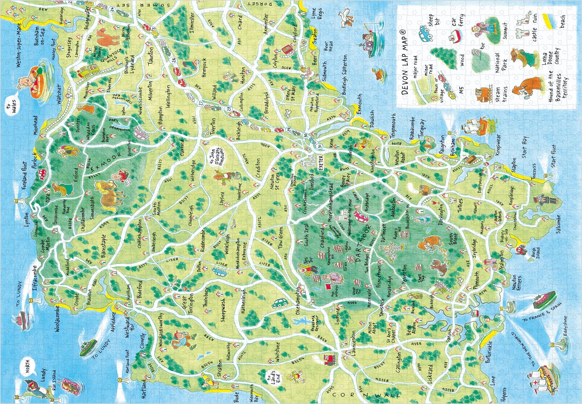 Devon Lap Map 1,000 Pice Luxury Jigsaw Puzzle - jigsaw