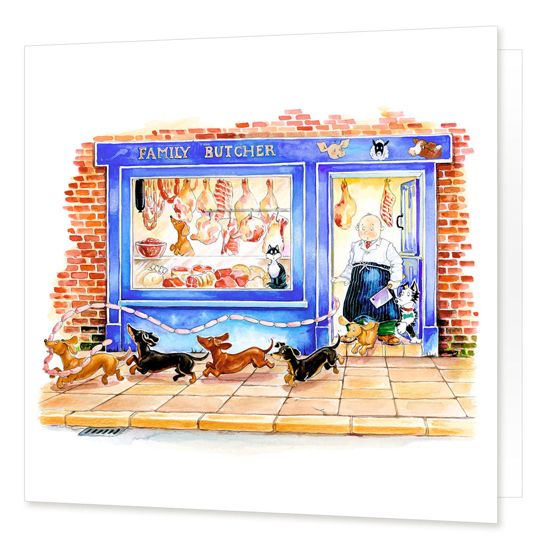 "Sausage Dog Chain" Greetings Card | Great Stuff from Cardtoons