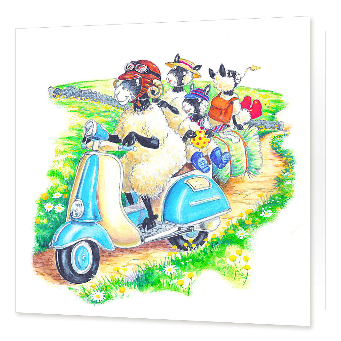 Woolly school run greetings card - Great Stuff from Cardtoons