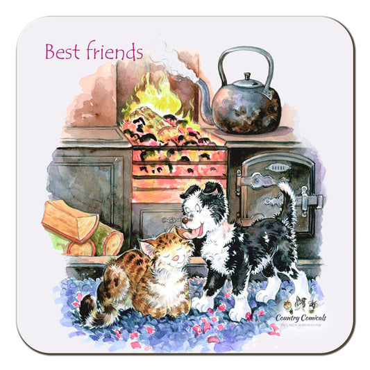 Country Comicals "Best Friends" Coaster by Linda Birkinshaw