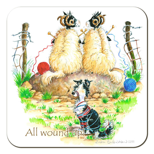 Country Comicals "All Wound Up" Coaster by Linda Birkinshaw