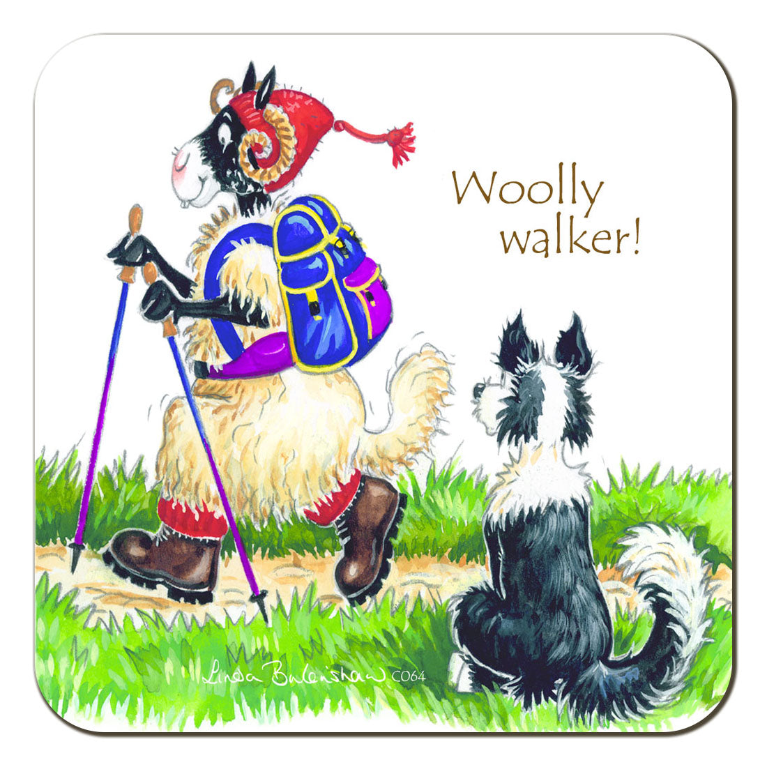 Country Comicals "Woolly Walkers" Coaster by Linda Birkinshaw