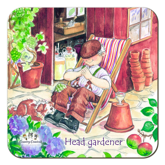 Country Comicals "Head Gardener" Coaster by Linda Birkinshaw