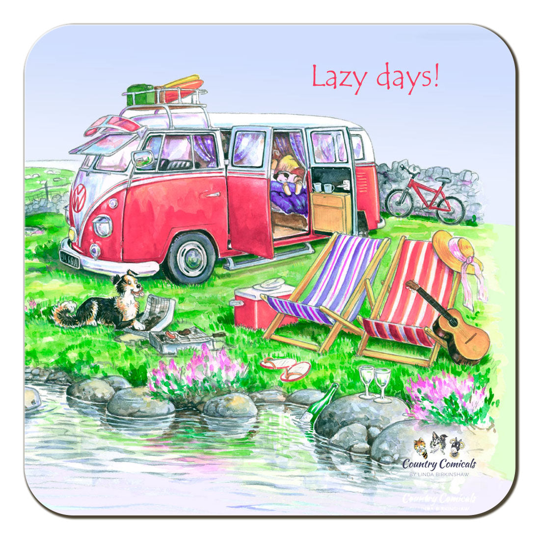 Country Comicals "Lazy Days" Coaster by Linda Birkinshaw