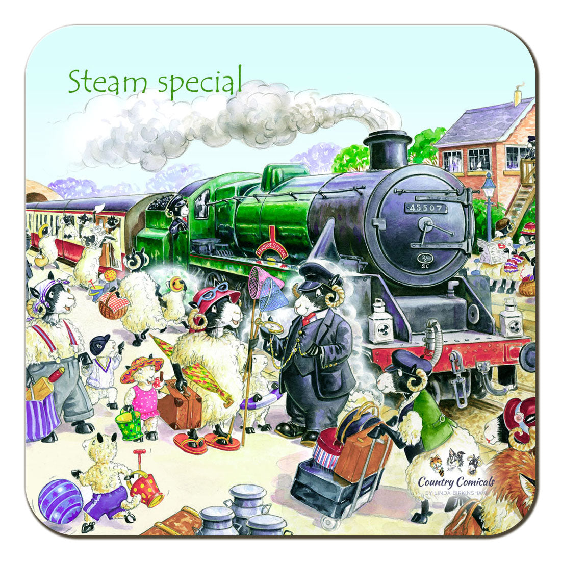 Country Comicals "Steam Special" Coaster by Linda Birkinshaw