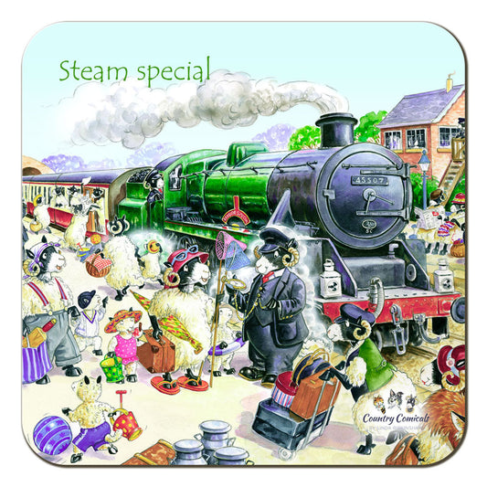 Country Comicals "Steam Special" Coaster by Linda Birkinshaw