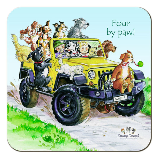 Country Comicals "Four By Paw" Coaster by Linda Birkinshaw