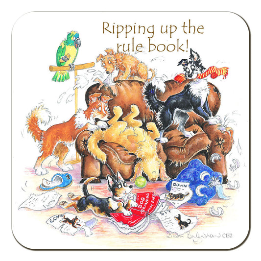 Country Comicals "Ripping Up The Rule Book" Coaster by Linda Birkinshaw