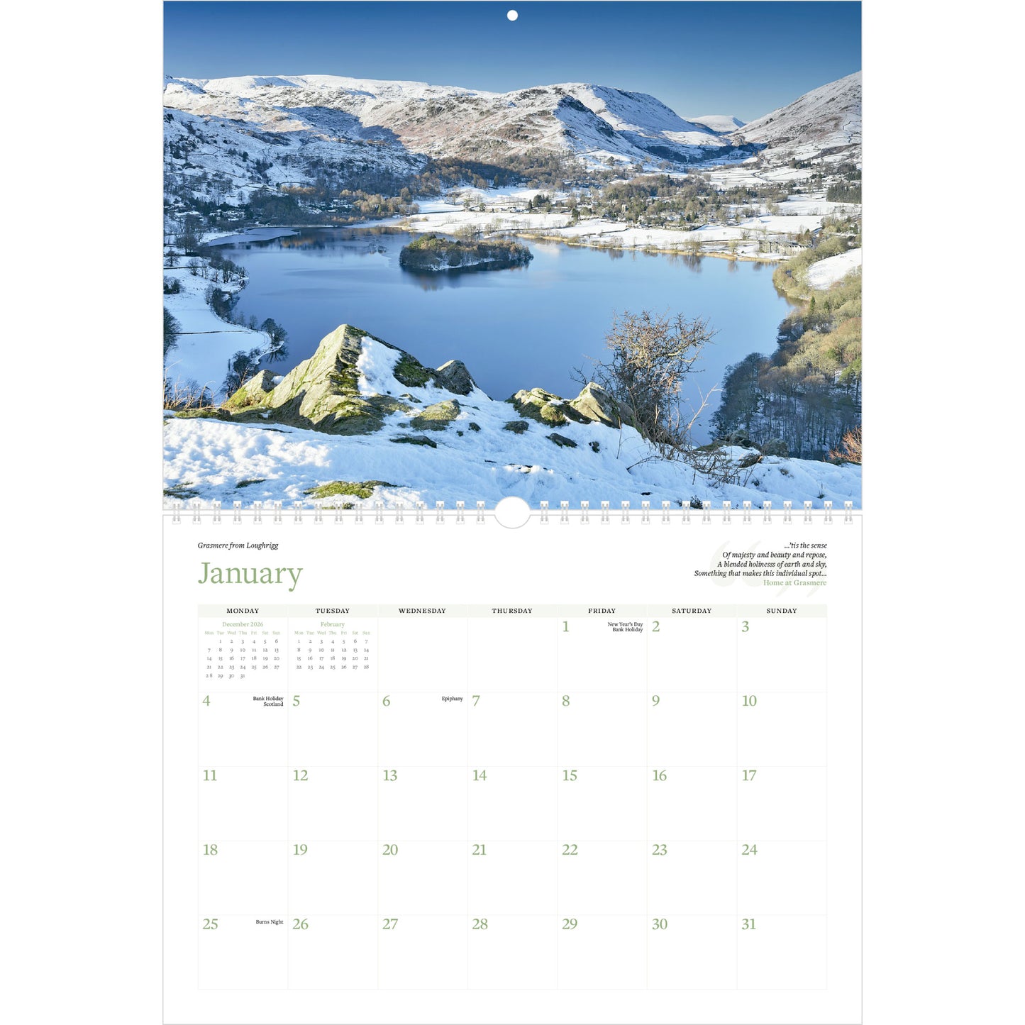 Wordsworth's Lake District Calendar 2027 - January (Grasmere)