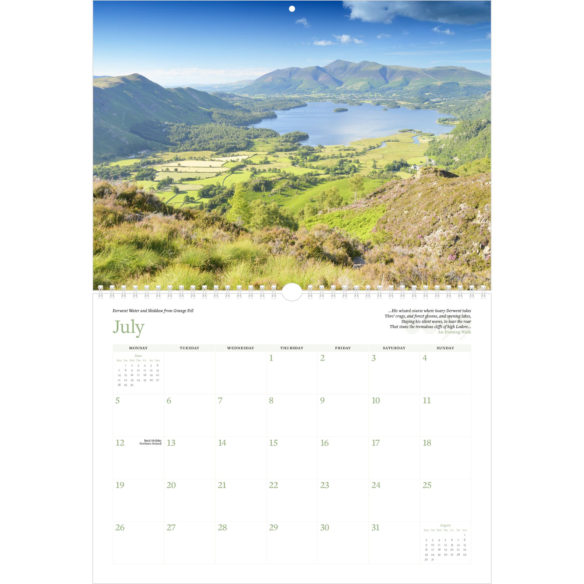 Wordsworth's Lake District Calendar 2027 - July (Derwent Water)