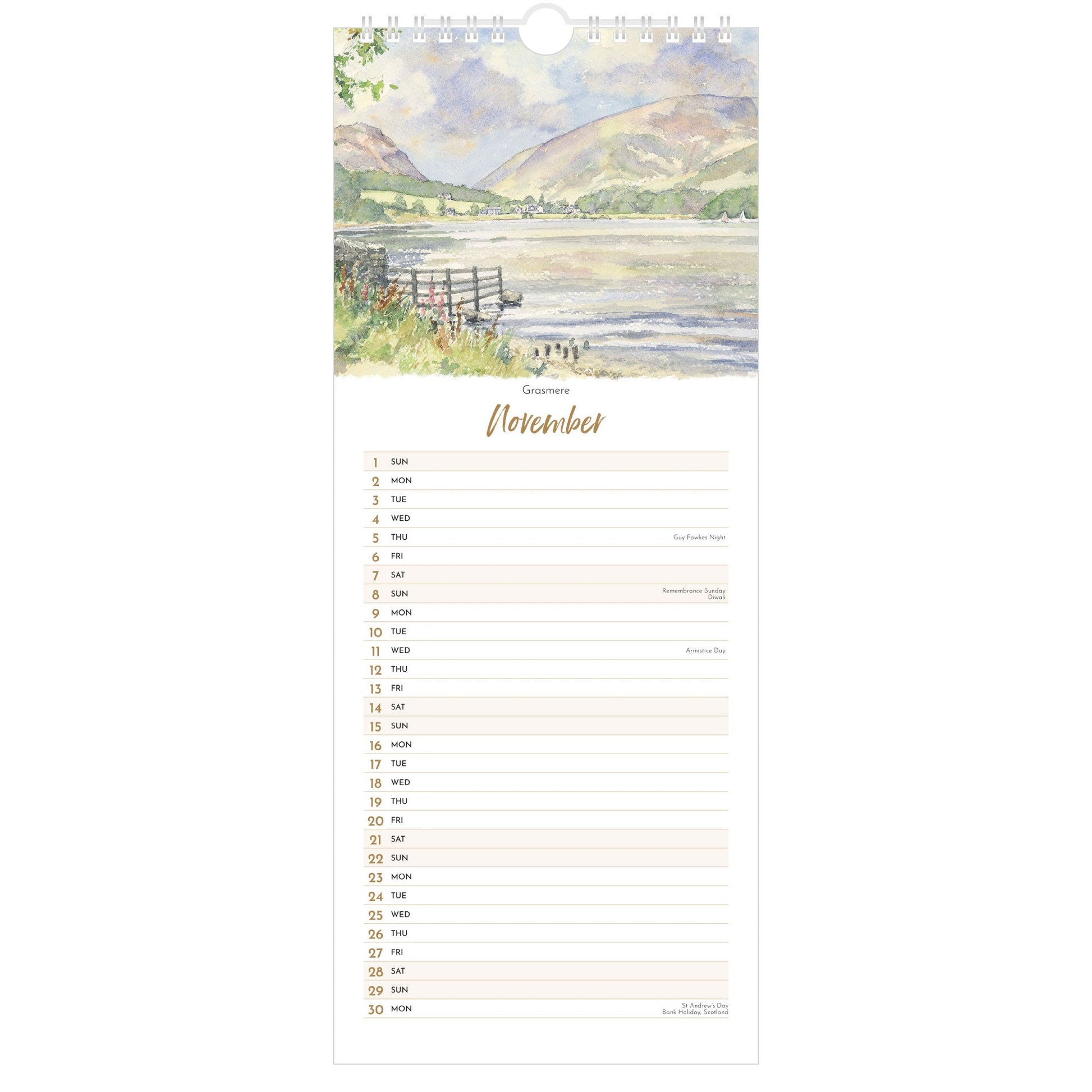 2026 Lake District Watercolours Calendar – November