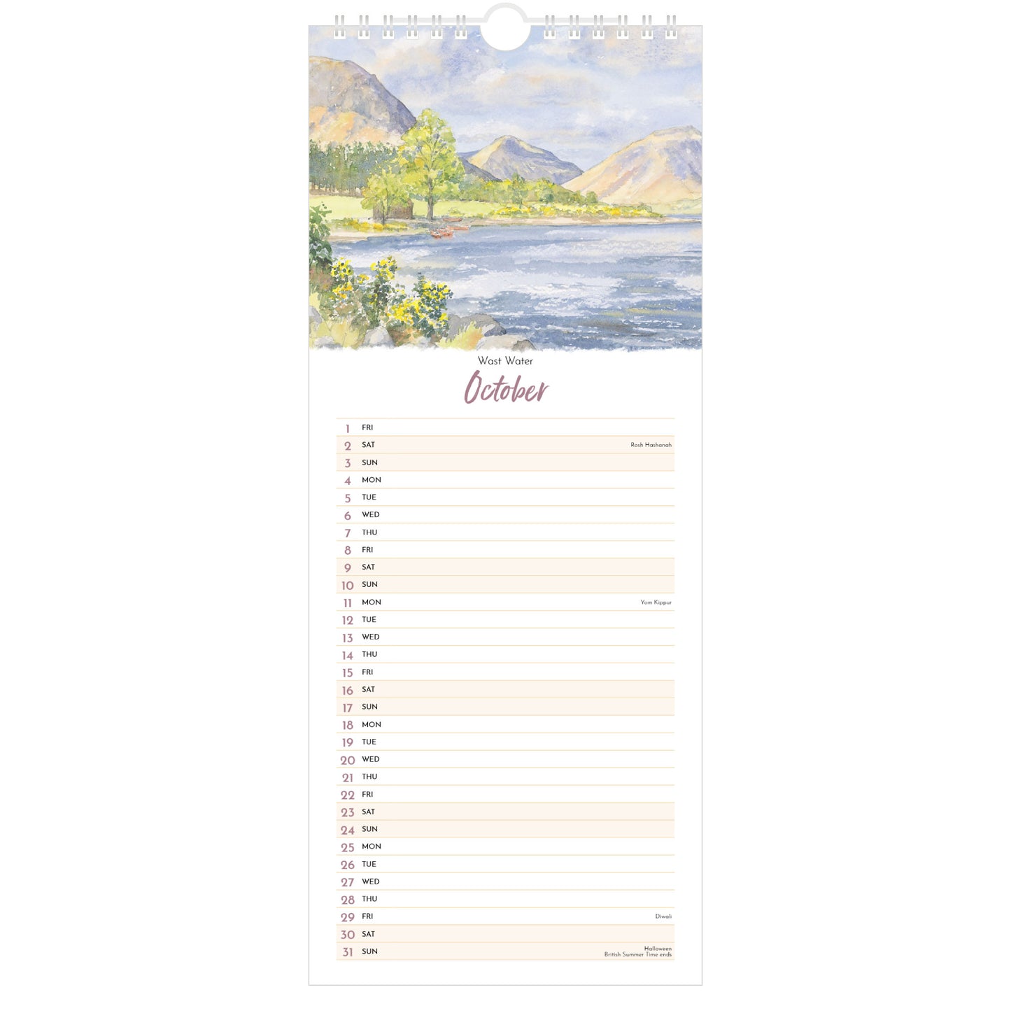 Lake District Watercolours Calendar 2027 - October (Wast Water)