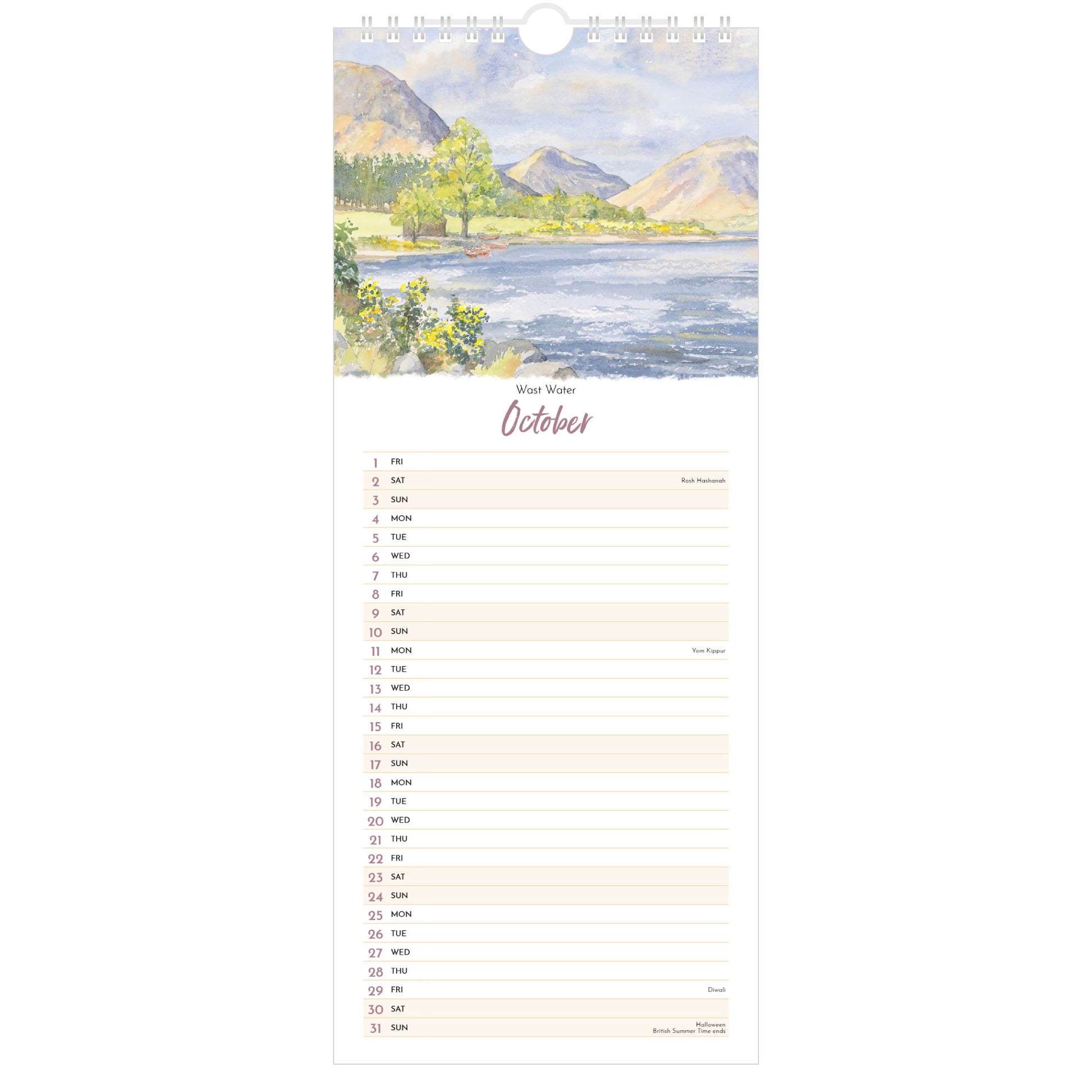 Lake District Watercolours Calendar 2027 - October (Wast Water)